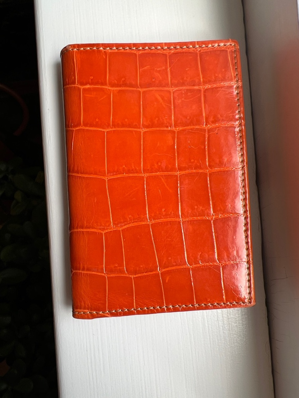 Coach Orange Croc Card Holder/Memo Pad